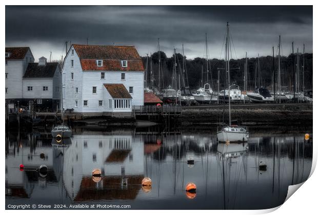 Reflections of The Tide Mill on the Banks of the River Deben, Woodbridge, Suffolk Print by Steve 