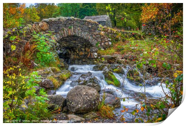 Barrow Beck Running Beneath Ashness Bridge, Lake District National Park, Cumbria Print by Steve 