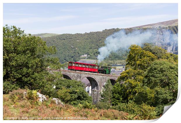 Steam Train on The Snowdon Mountain Railway leavin Print by Andy Critchfield