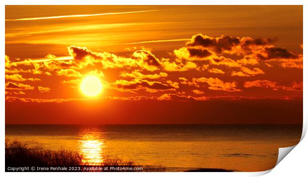 Mesmerizing Golden Sunset over Lake Erie Print by Irene Penhale