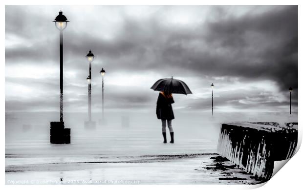 Walking in The Rain Print by Irene Penhale