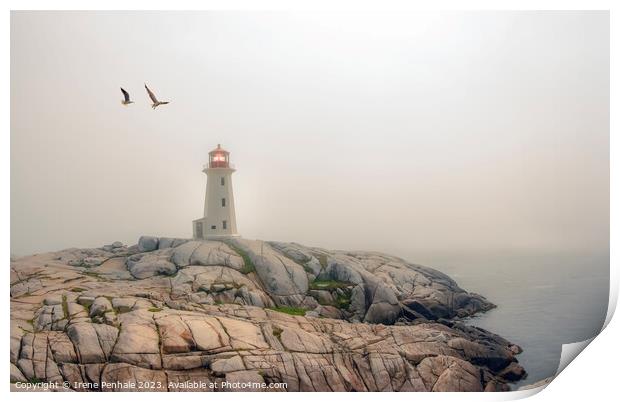 Peggys Cove Lighthouse Print by Irene Penhale