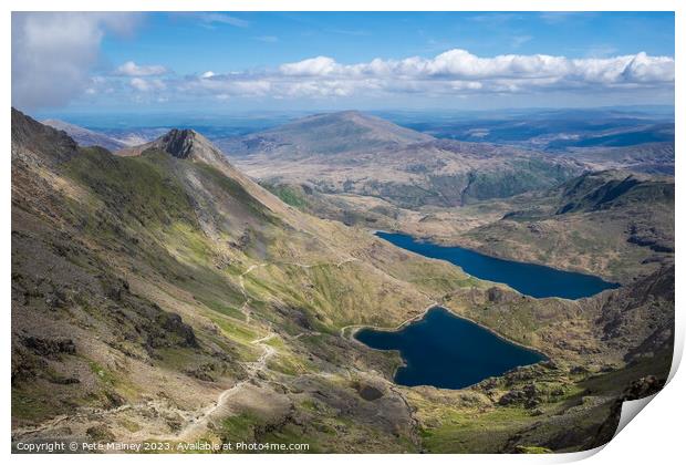 Glaslyn and Llyn Llydaw, Eryri Print by Pete Mainey