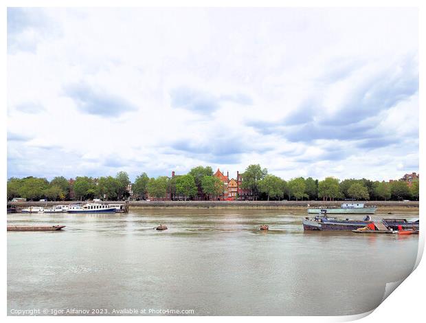 Thames View From Battersea Print by Igor Alifanov
