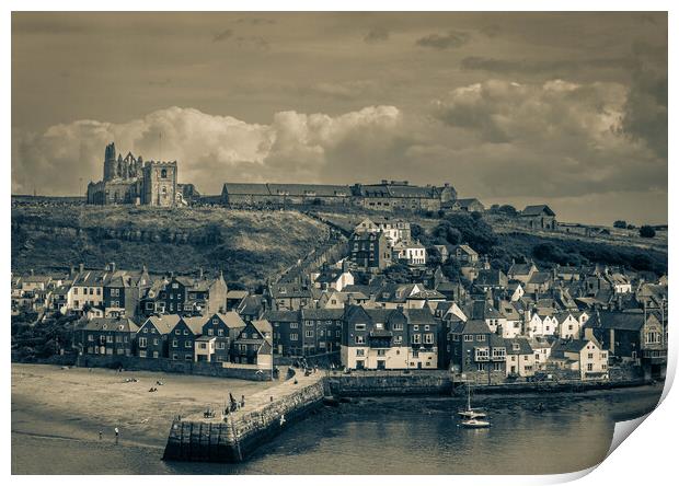 Whitby Bay and Abbey Print by Paul Grubb