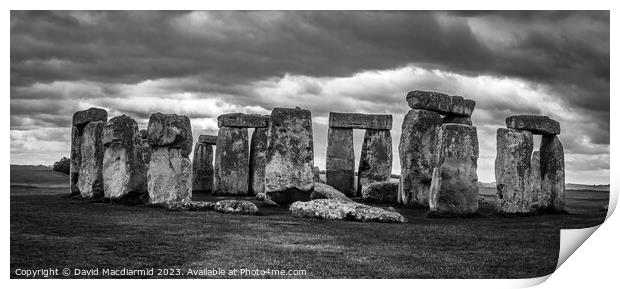Stonehenge Black & White Panorama Print by David Macdiarmid