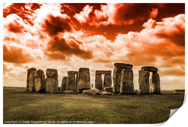 Stonehenge Fire In The Sky Print by David Macdiarmid