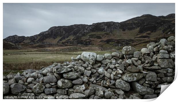 Stone Wall, Colonsay Print by Philip King