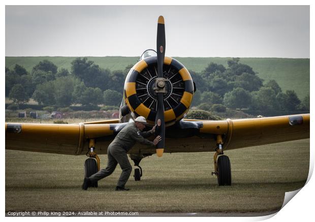 T-6 Harvard Startup - Duxford Airshow Print by Philip King