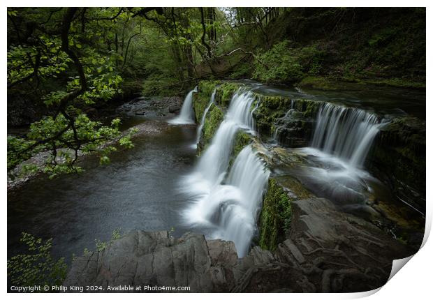Brecon Beacons Waterfall, South Wales Print by Philip King