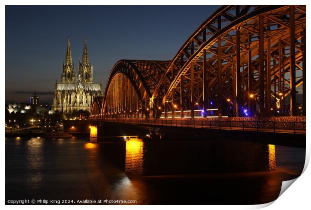 Cologne Cathedral and Hohenzollern Bridge Print by Philip King