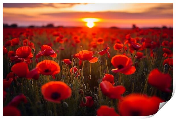 Sunset at the Poppy Field  Print by CC Designs