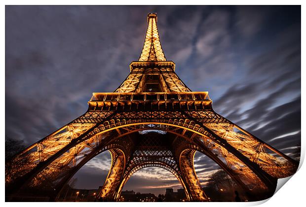 Eiffel Tower at night  Print by CC Designs