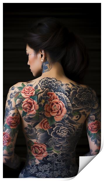 The Girl with the Rose Tattoo  Print by CC Designs
