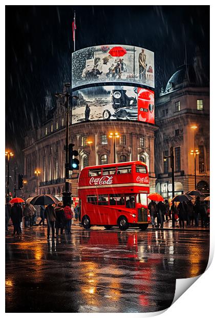 Piccadilly in the Rain  Print by CC Designs