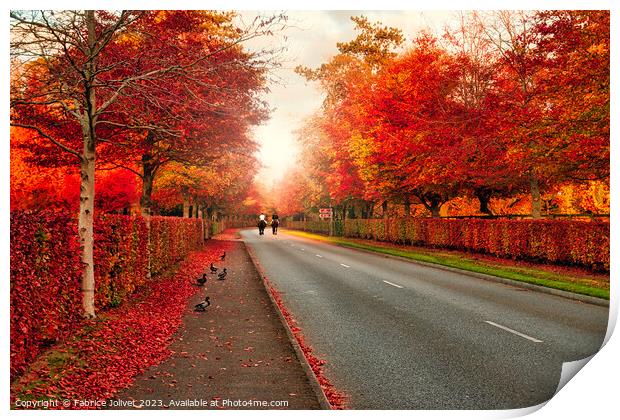 Vibrant Autumnal Roadway Vignette Print by Fabrice Jolivet