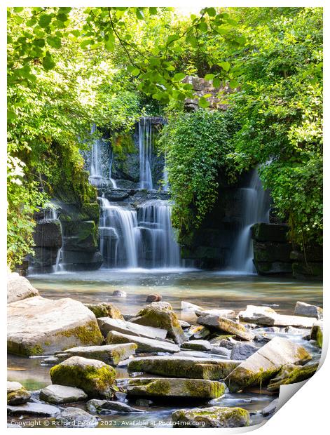 Penllergaer waterfall Wales Print by Rick Pearce