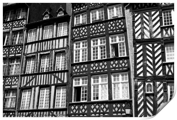Rennes Medieval buildings, monochrome Print by Paul Boizot