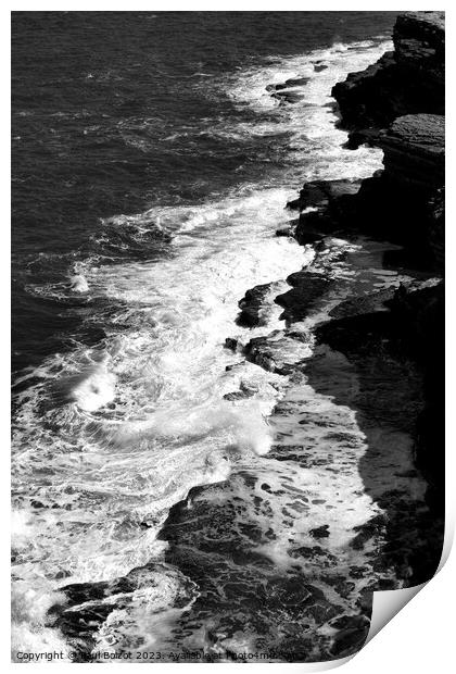 Waves on the rocks, Filey Brigg 4, monochrome Print by Paul Boizot