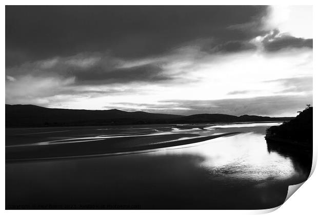 Dwyryd estuary, winter afternoon, mono infrared Print by Paul Boizot