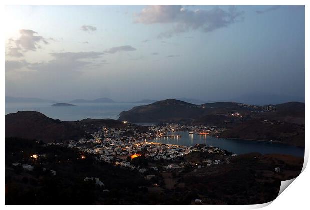 Skala hazy evening view, Patmos Print by Paul Boizot