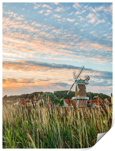 Cley Windmill at Sunrise Print by Bryn Ditheridge