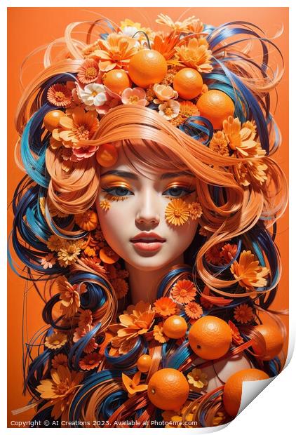 Lady Orange Print by AI Creations