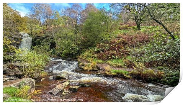 waterfall and snaking river  Print by Jonny Angle