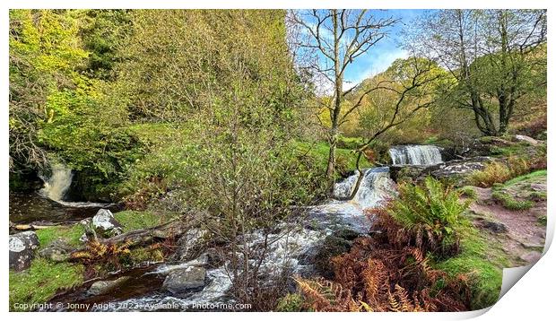 A large cascade Caerfanell river , Brecon Beacons  Print by Jonny Angle