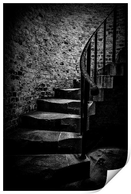 Stairs 1 Hurst Castle Print by Alan Humphries
