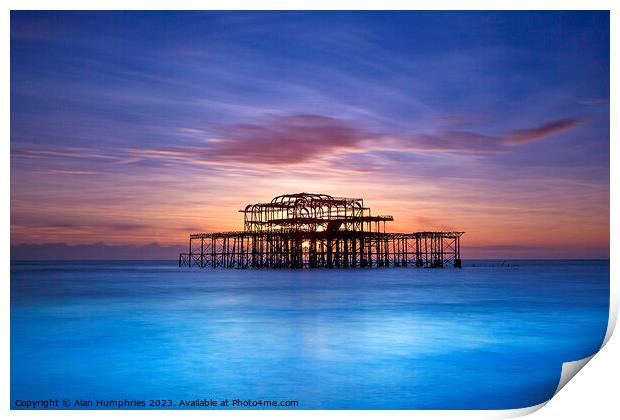 Blue Sunset Print by Alan Humphries
