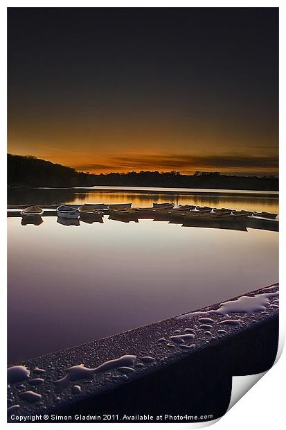 Dawn Droplets and Boats Print by Simon Gladwin