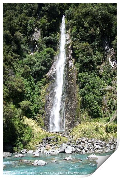 Thunder Creek Falls, New Zealand Print by Emma Robertson