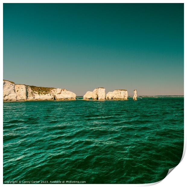 Old Harry Rocks - Isle of Purbeck Print by Lenny Carter