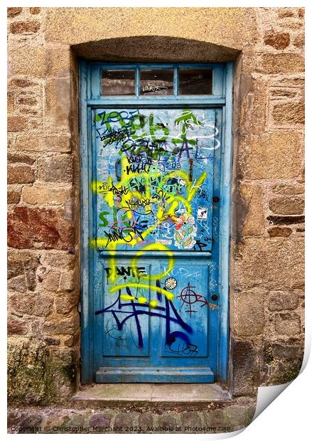 Graffitied door  Print by Christopher Marchant