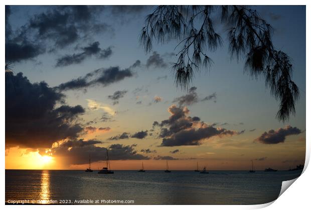 Sunset at Jaws Beach - Clifton Bay - Bahamas Print by Bob Allen