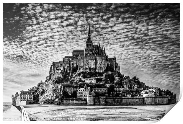Mont Saint-Michel, splendid in black and white Print by Alan Dickinson