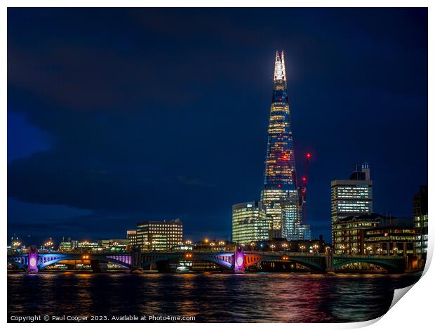 The Shard at night, London Print by Bailey Cooper
