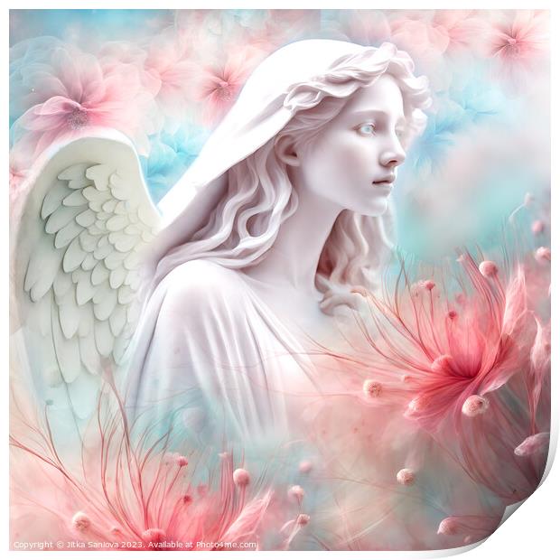Romantic floral angel  Print by Jitka Saniova