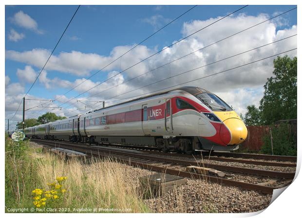 LNER Azuma train at speed Print by Paul Clark