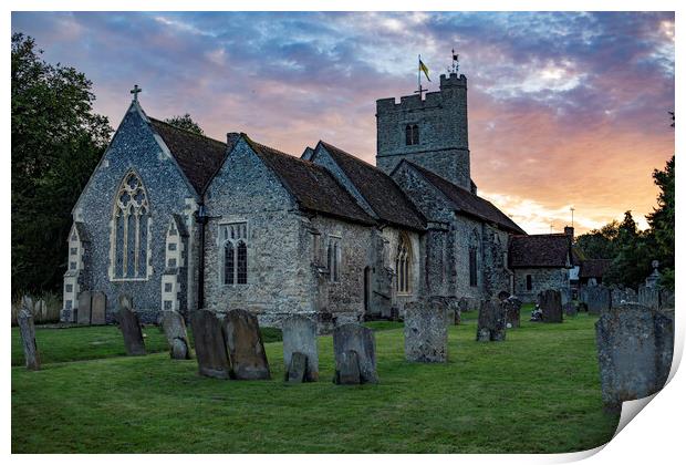 Church In Lenham Kent Print by Paul Mitchell