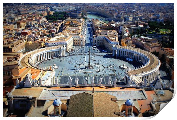 View of St Peter's Square from the roof of St Peter's Basilica, Vatican City, Rome, Italy Print by Virginija Vaidakaviciene