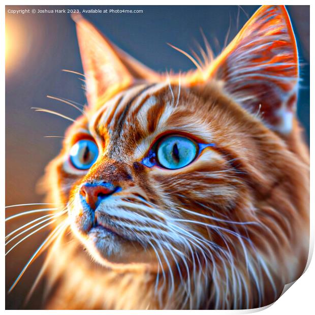 An Abstract AI Cat Close Up Print by Joshua Hark