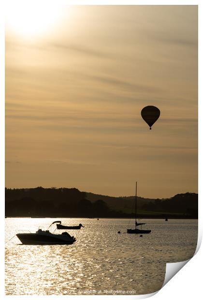 A hot air balloon flying over the River Exe as see Print by Ambrosini V