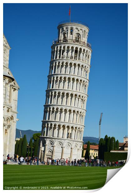 Pisa's Iconic Leaning Tower Print by Ambrosini V