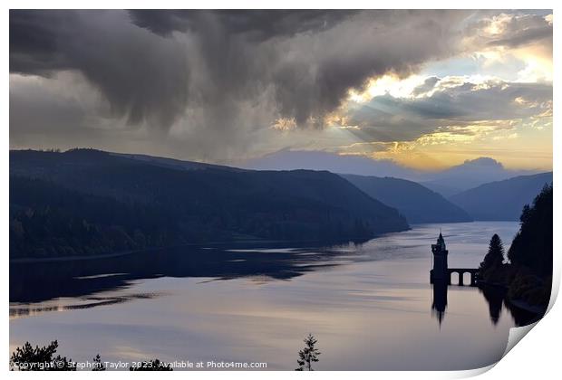 Lake Vyrnwy Sunset Print by Stephen Taylor