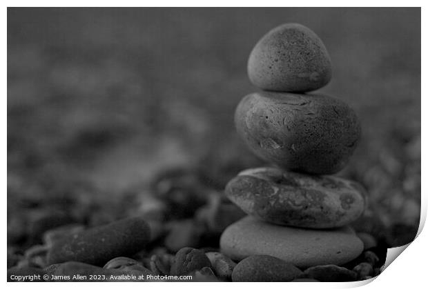 Stacked up Beach Stones  Print by James Allen