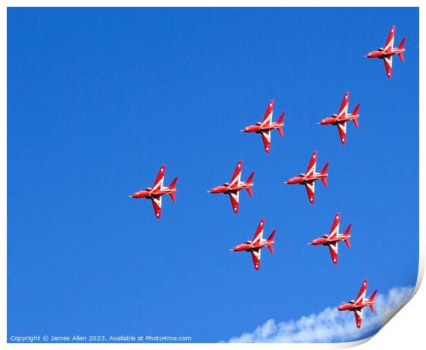 Red Arrow RAF Team  Print by James Allen