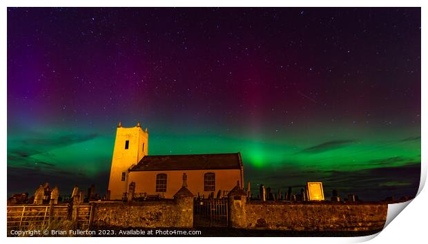 Ballintoy Church Aurora Print by Brian Fullerton