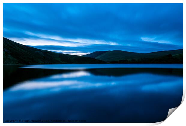 Dawn light at Glenbuck Loch in Ayrshire, Scotland. Print by Hugh Maxwell